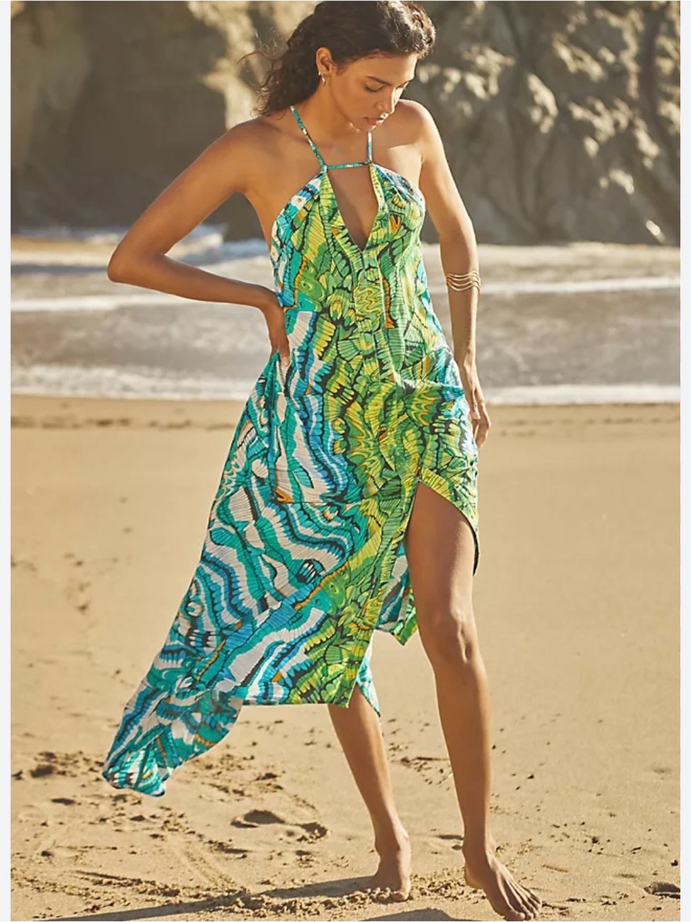 By Anthropologie Resort Halter High-Low Dress/Coverup | Size Large